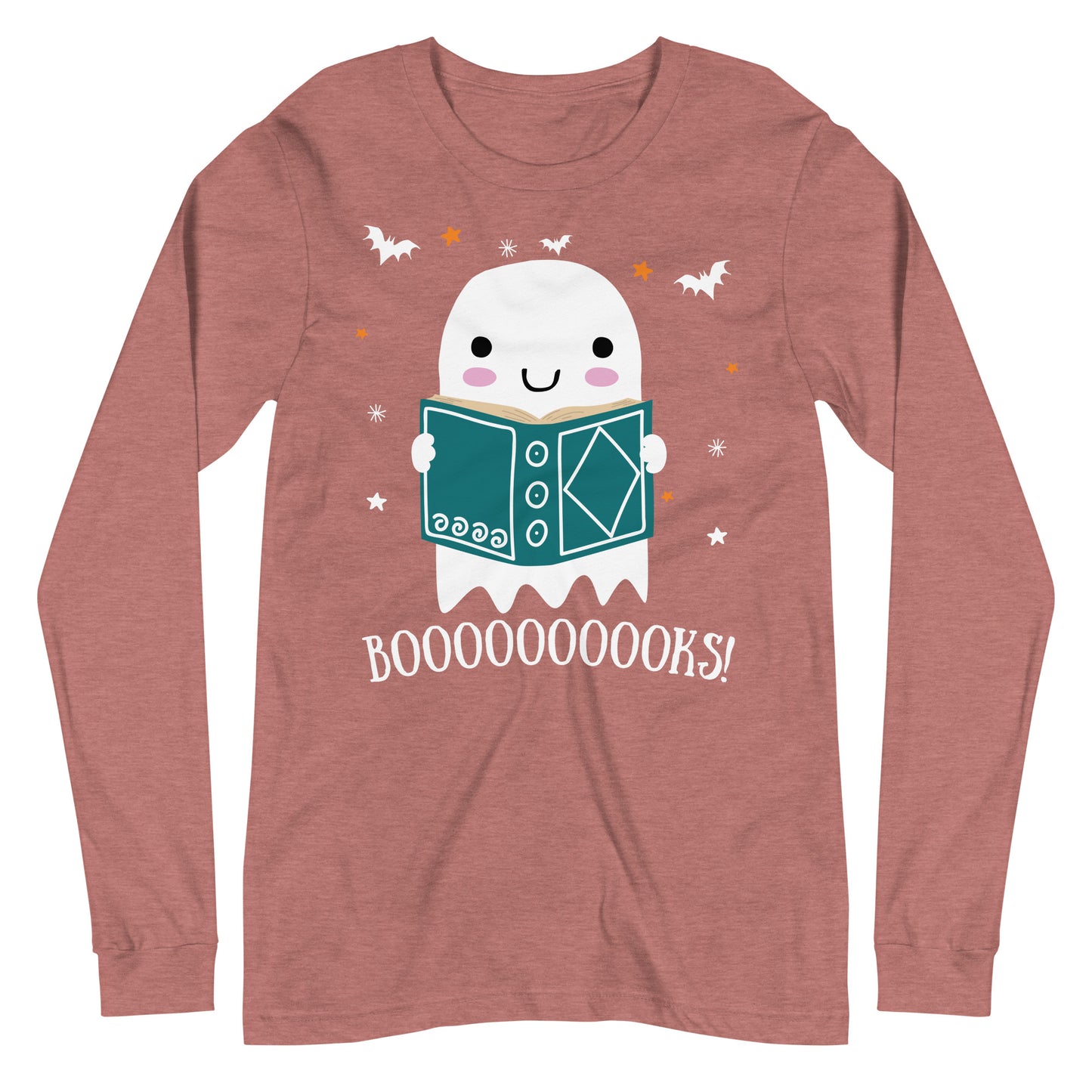 Cute Spooky Ghost Reading Halloween Long Sleeve Tee