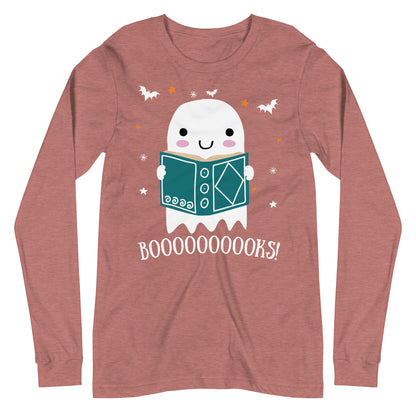 Cute Spooky Ghost Reading Halloween Long Sleeve Tee
