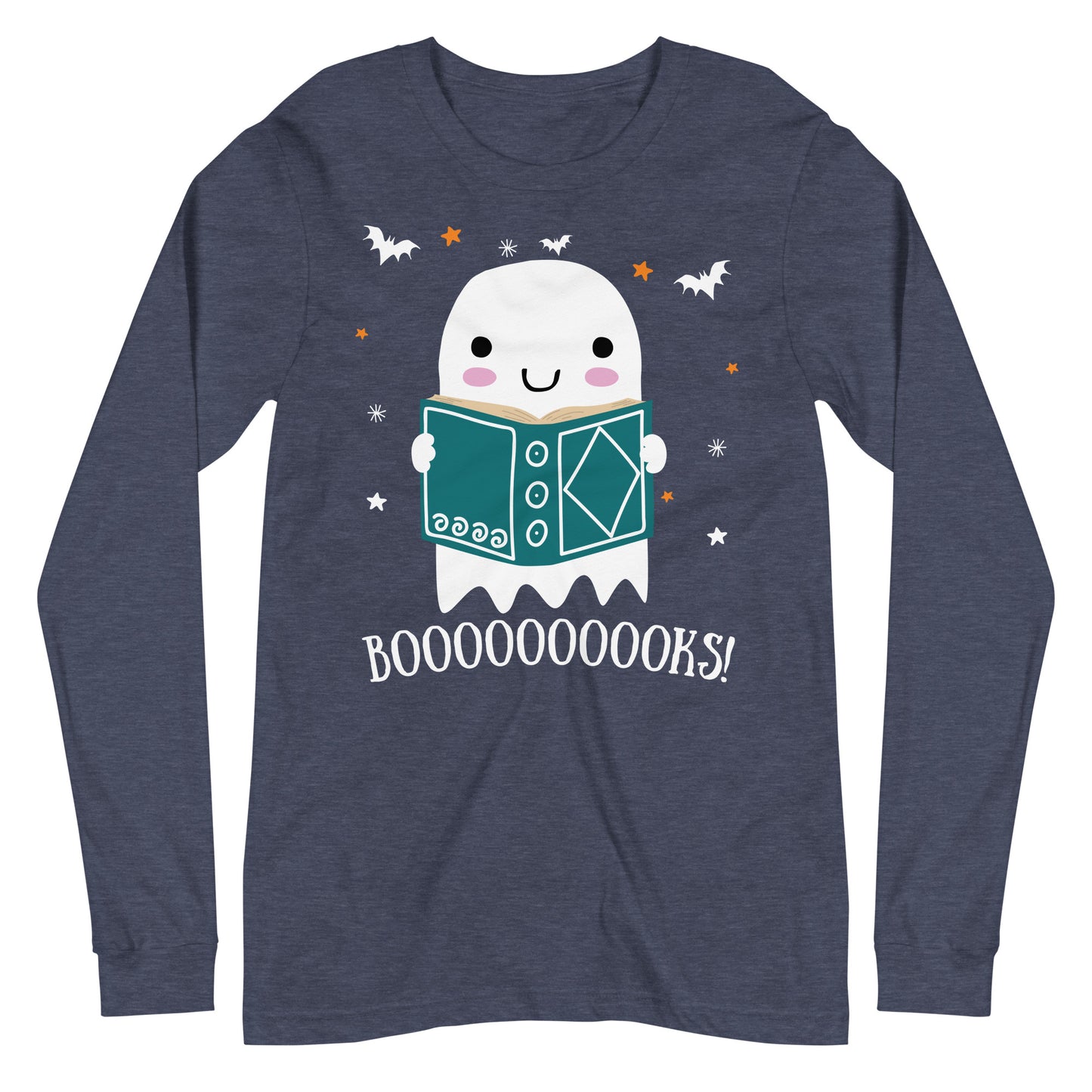 Cute Spooky Ghost Reading Halloween Long Sleeve Tee