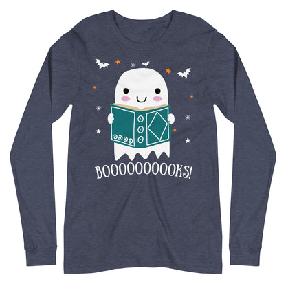 Cute Spooky Ghost Reading Halloween Long Sleeve Tee