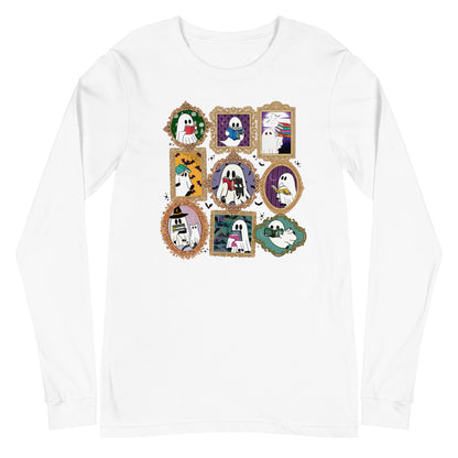 Spooky Book Portraits Halloween Librarian Unisex Long Sleeve Tee