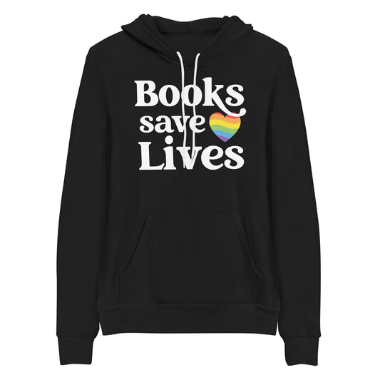 Books Save Lives Rainbow Heart Unisex Hoodie Sweatshirt