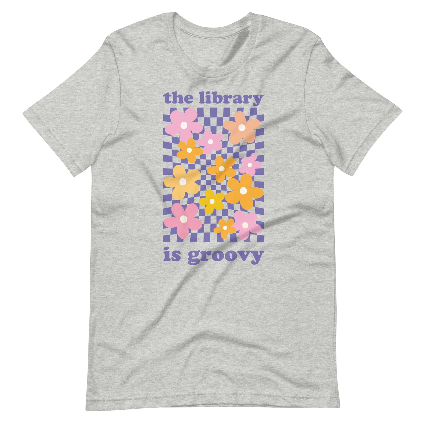 Retro Flowers Librarian T-shirt - Athletic Heather