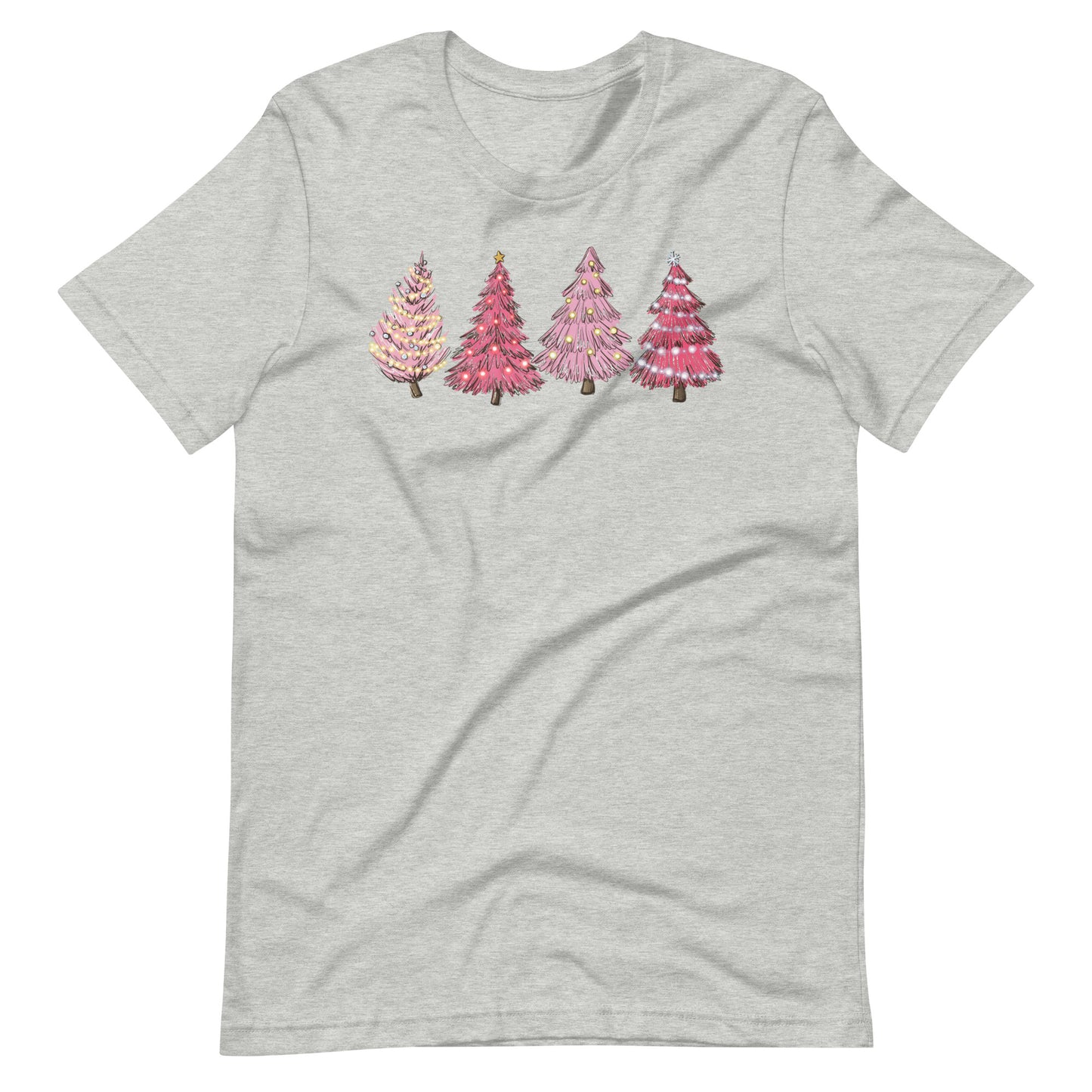 Pink Retro Christmas Trees Unisex t-shirt