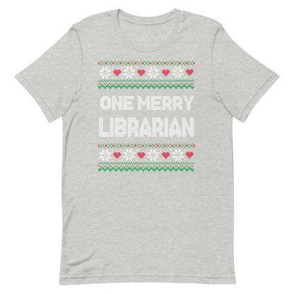Merry Christmas Librarian Ugly Sweater Short Sleeve Tshirt