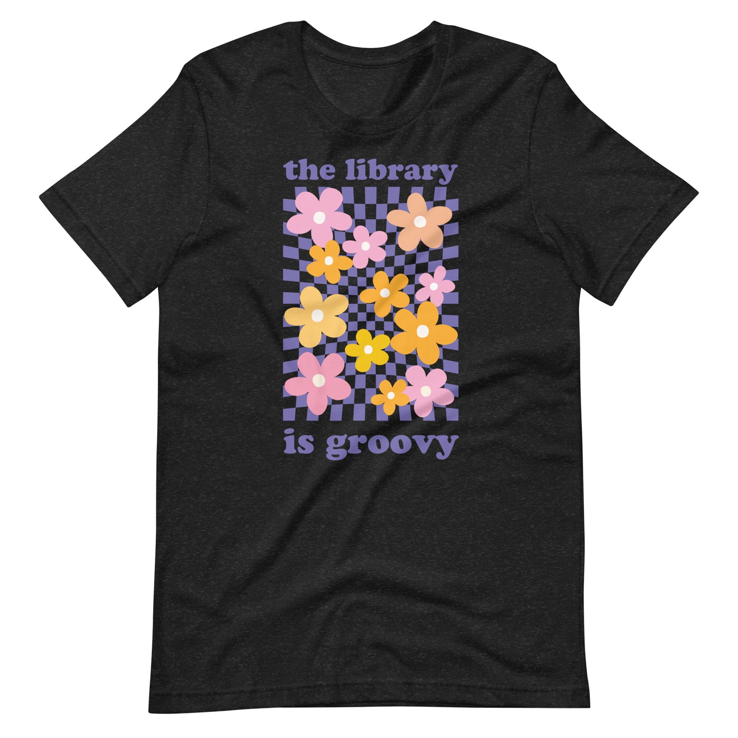 Retro Flowers Librarian T-shirt - Black