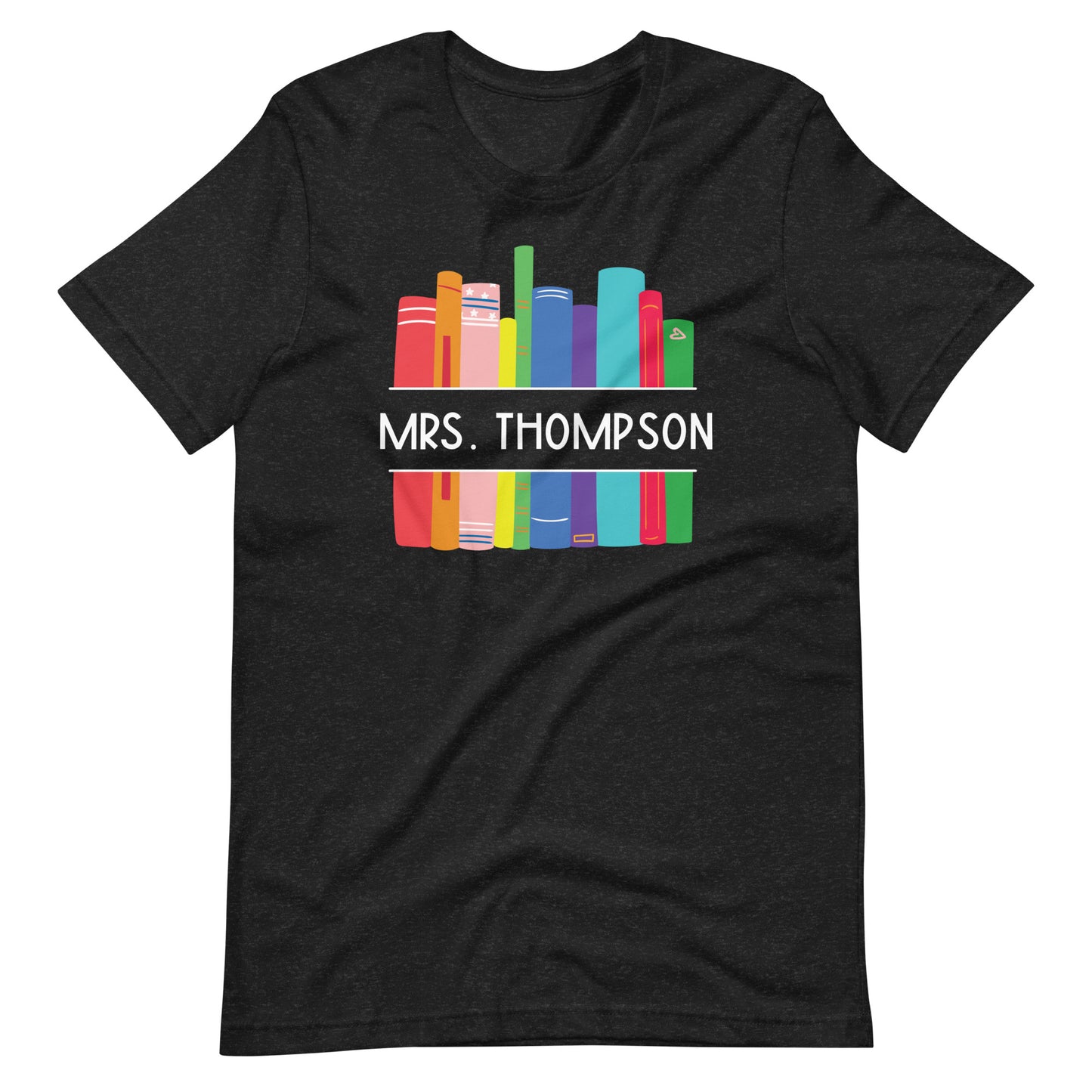 Customizable Books Stacked Librarian Name Short Sleeve T-shirt