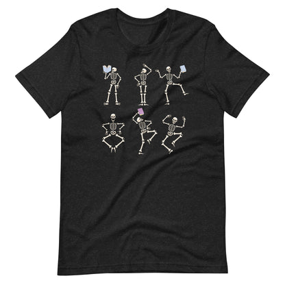 Dancing Skeletons with Books Librarian Halloween Short Sleeve T-shirt