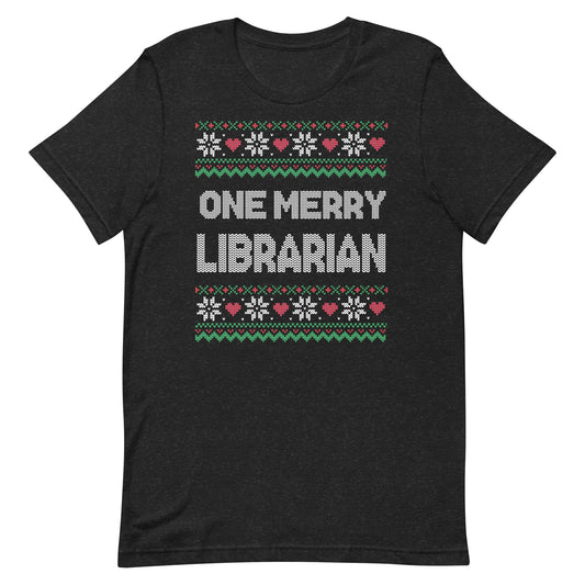 Merry Christmas Librarian Ugly Sweater Short Sleeve Tshirt