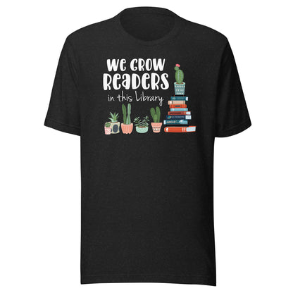 We Grow Readers in this Library Short Sleeve T-shirt