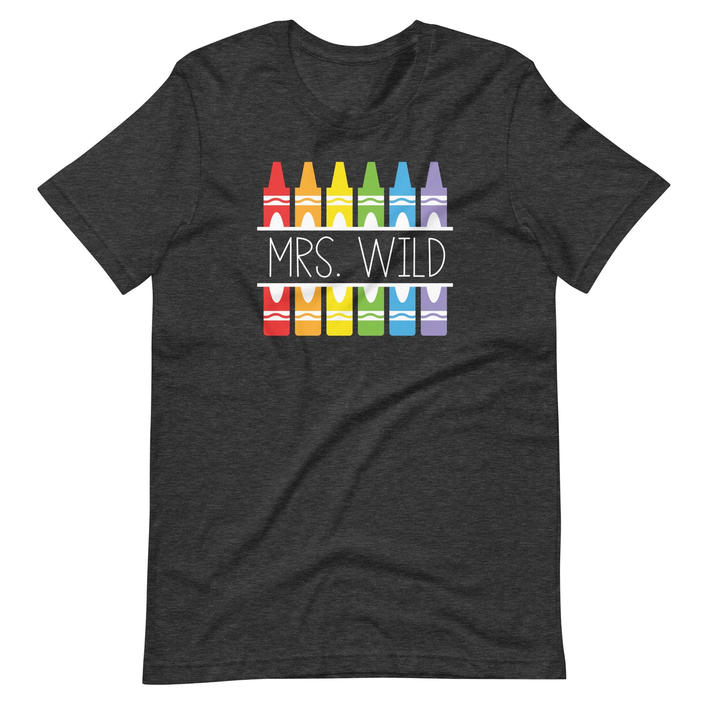 Customizable Crayon Teacher Name Short Sleeve T-shirt