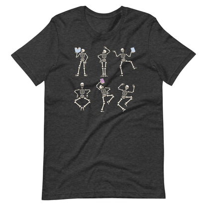 Dancing Skeletons with Books Librarian Halloween Short Sleeve T-shirt
