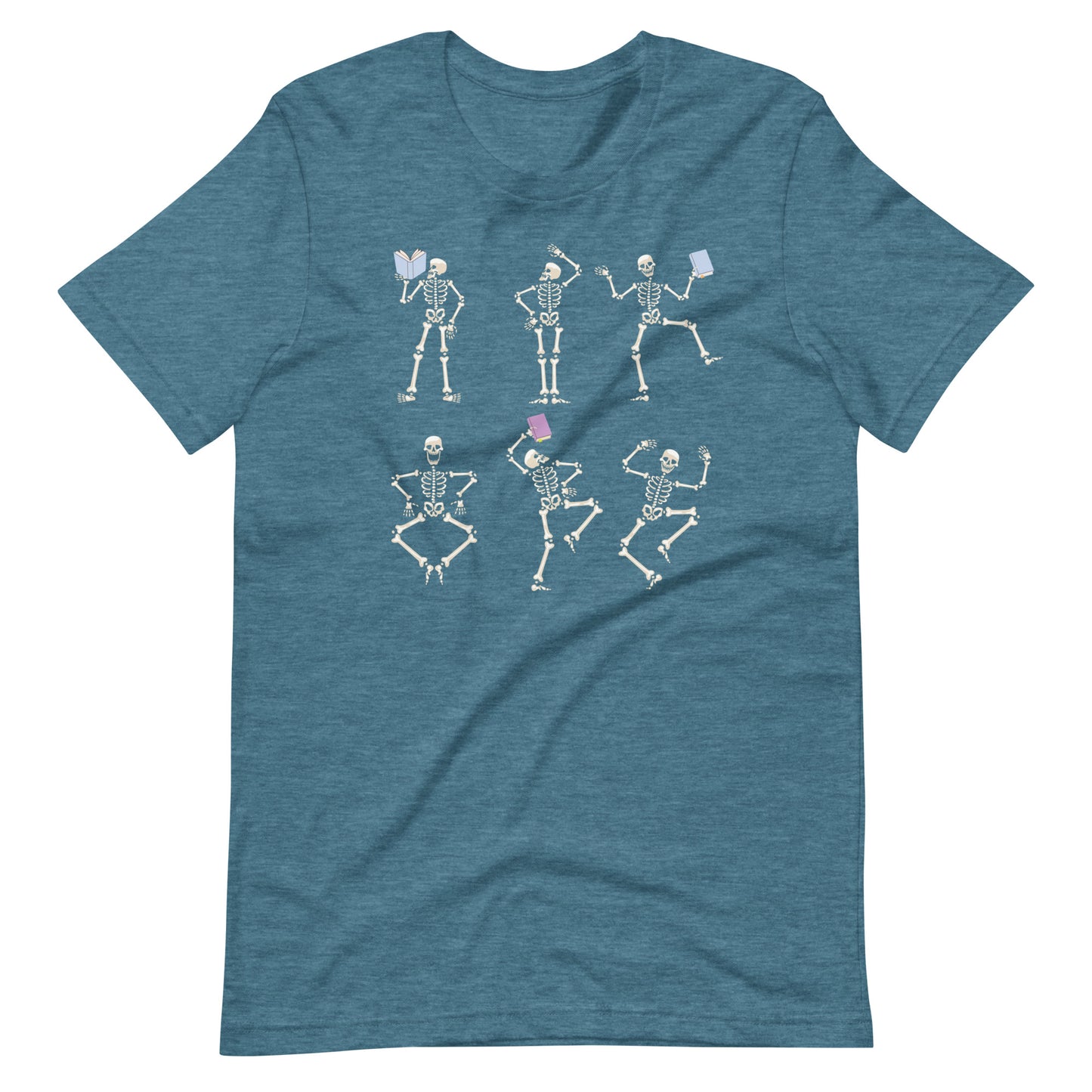 Dancing Skeletons with Books Librarian Halloween Short Sleeve T-shirt