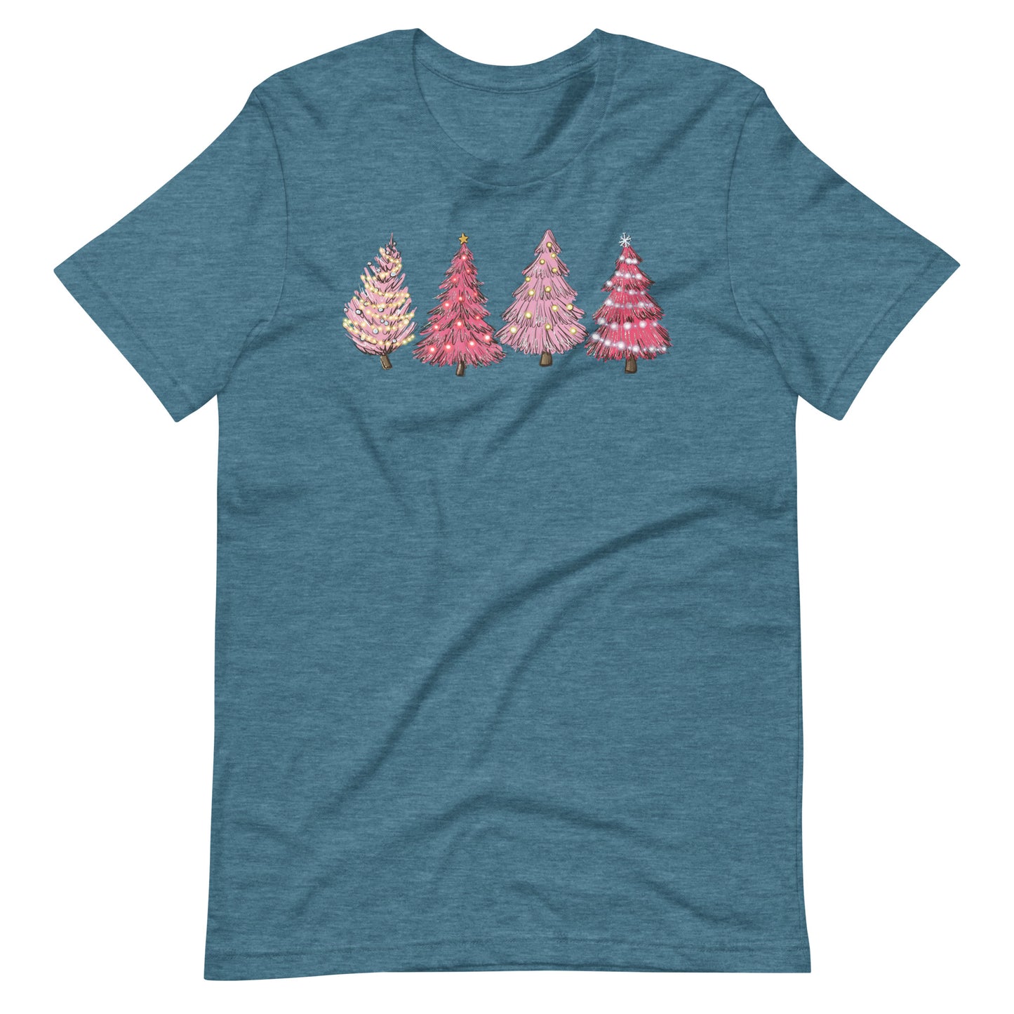Pink Retro Christmas Trees Unisex t-shirt