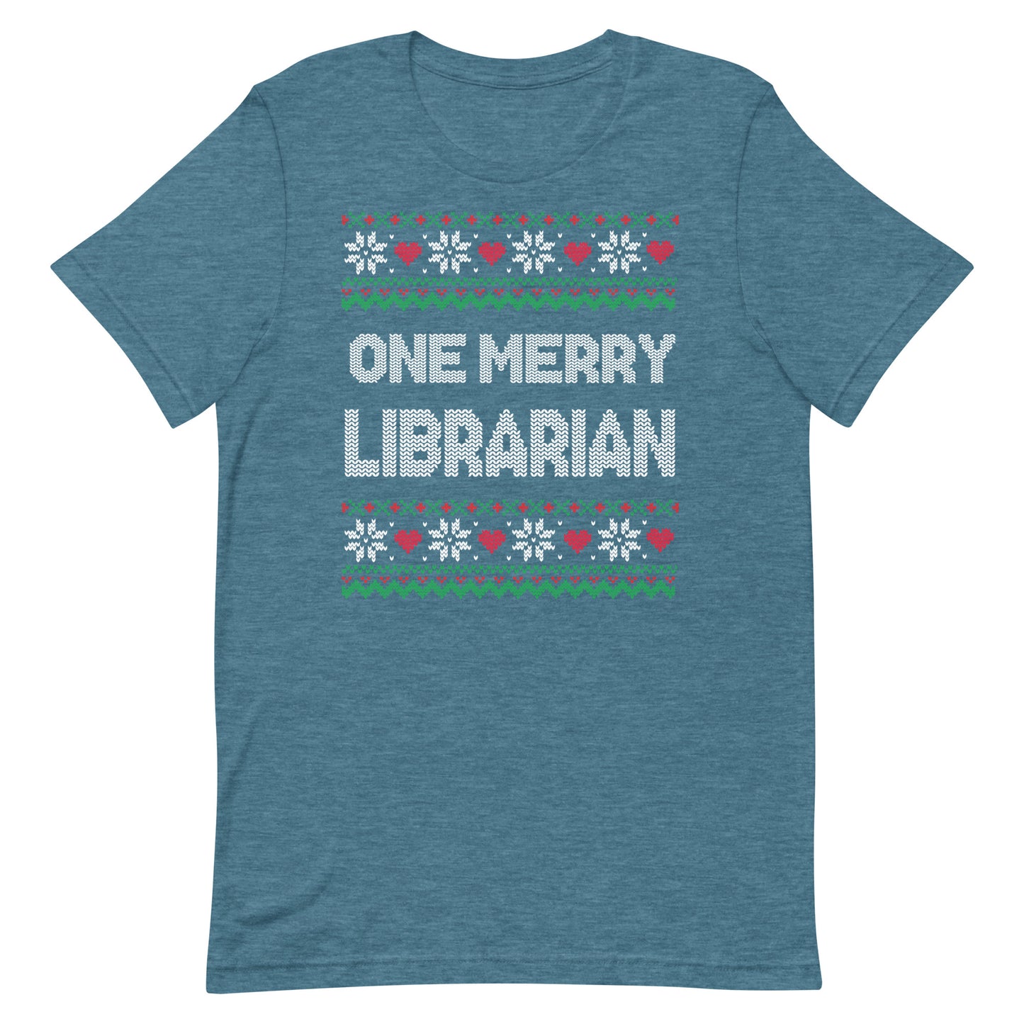 Merry Christmas Librarian Ugly Sweater Short Sleeve Tshirt
