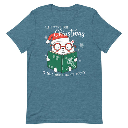 All I Want for Christmas is Books Short Sleeve Tshirt