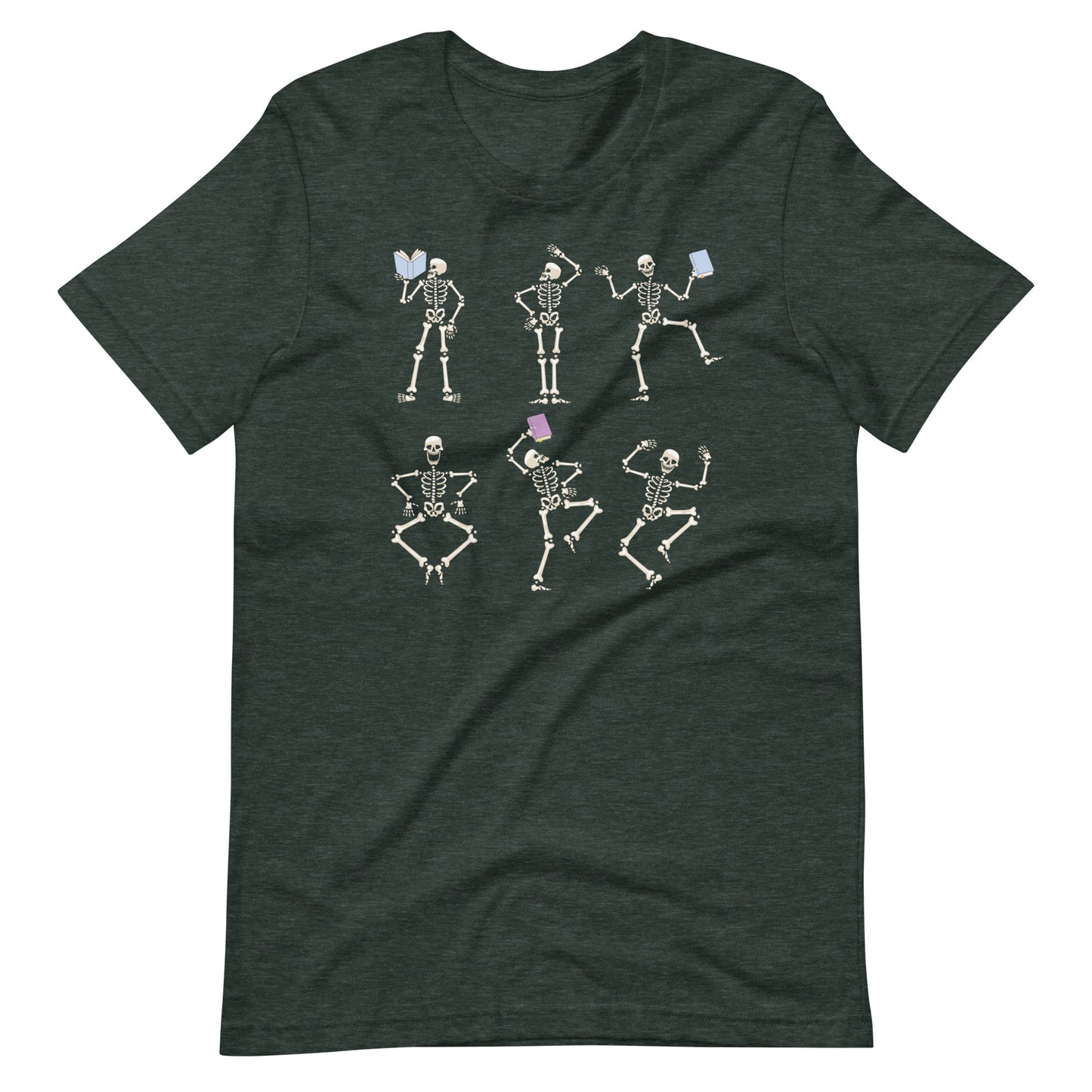 Dancing Skeletons with Books Librarian Halloween Short Sleeve T-shirt