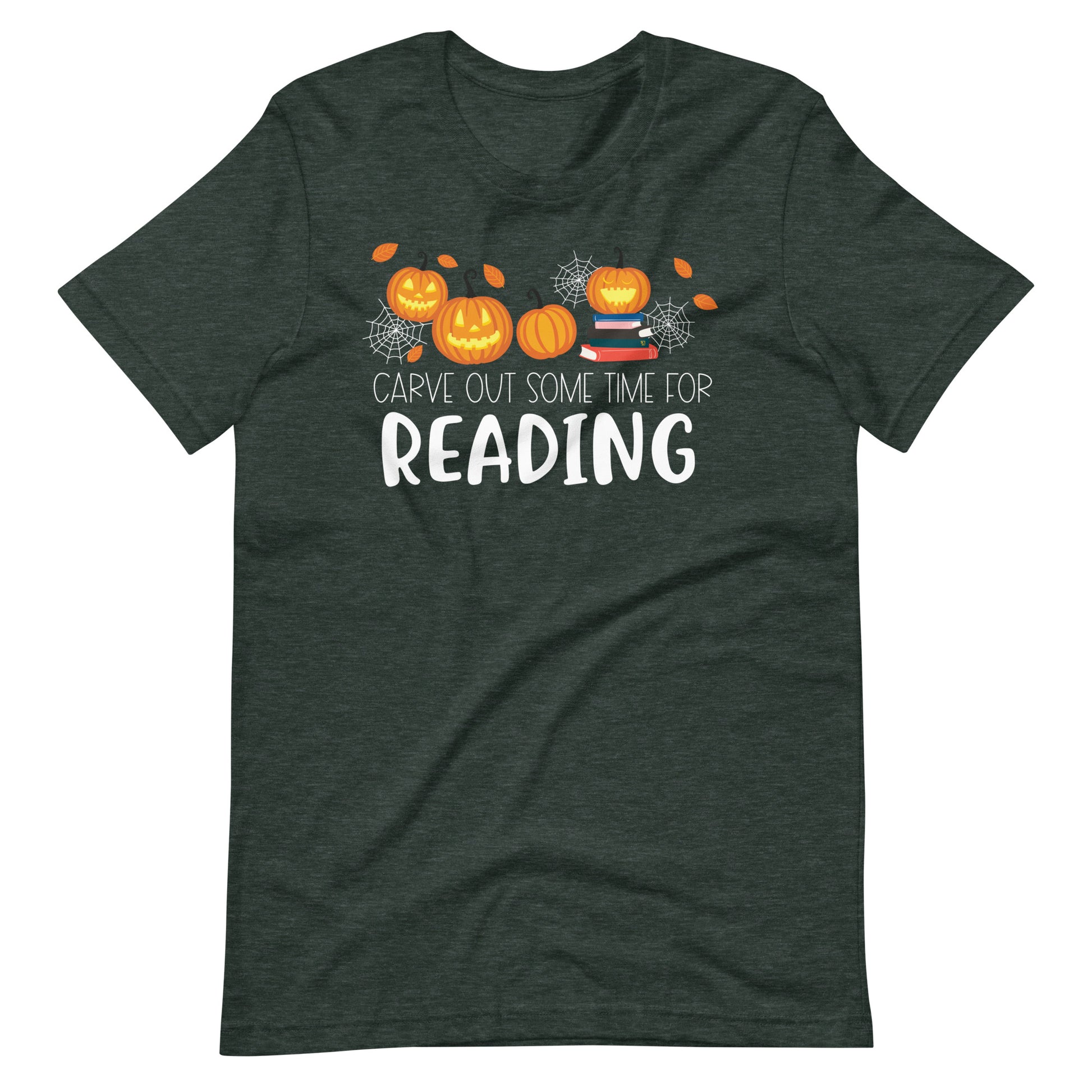 Carve Out Some Time - Reading Librarian Halloween Shirt - Heather Forest