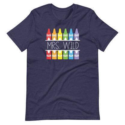 Customizable Crayon Teacher Name Short Sleeve T-shirt