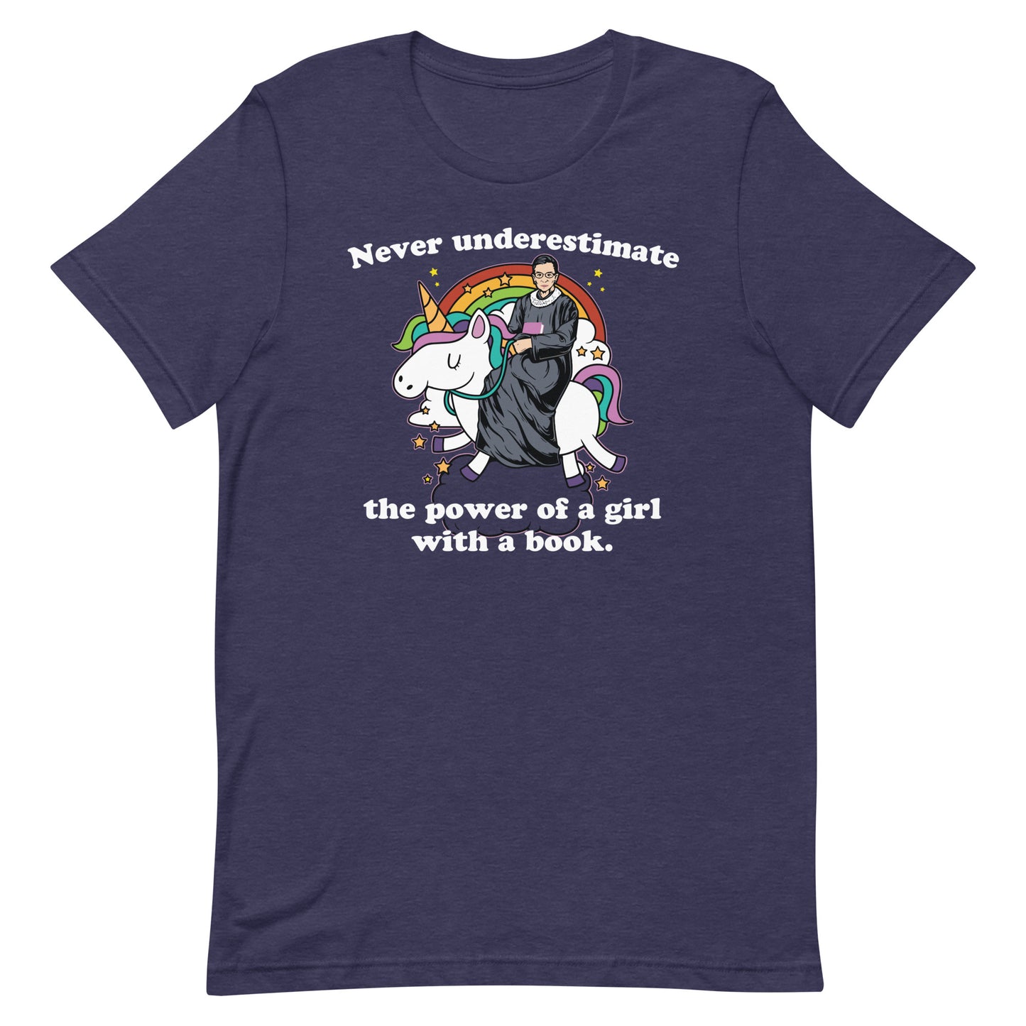 Never Underestimate a Girl With a Book RGB Unicorn Short Sleeve T-shirt