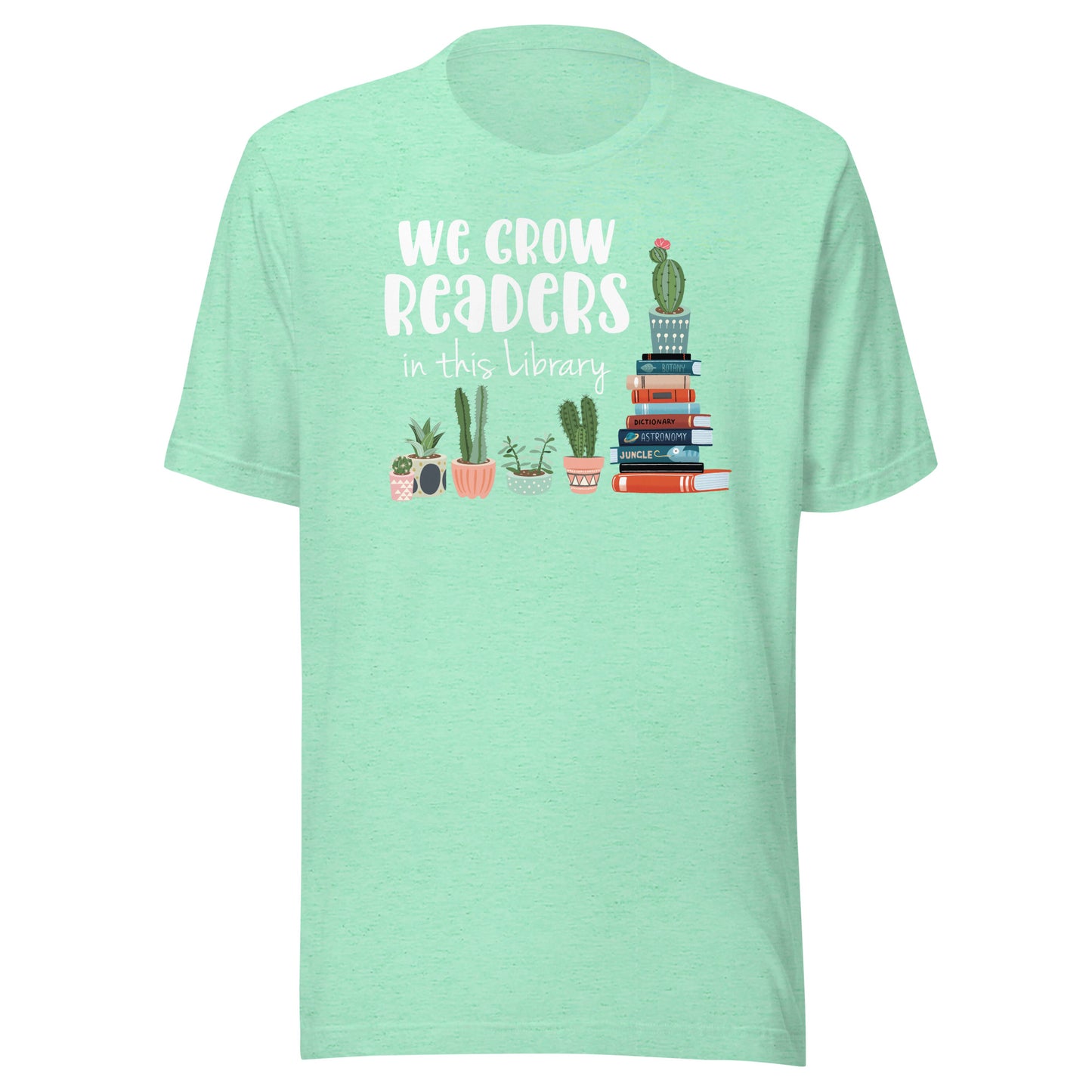 We Grow Readers in this Library Short Sleeve T-shirt