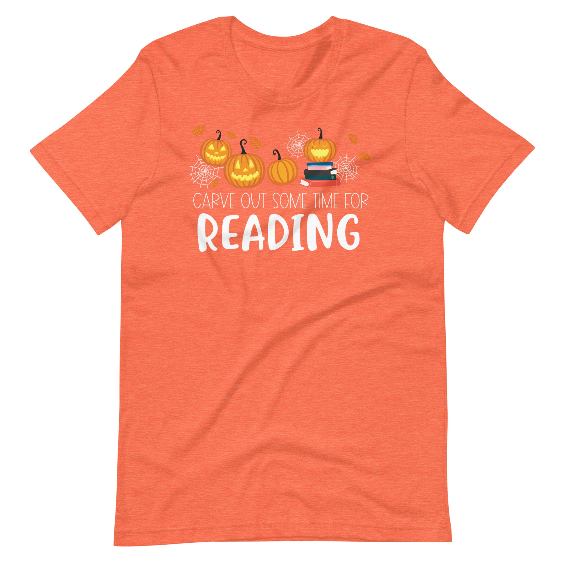 Carve Out Some Time - Reading Librarian Halloween Shirt - Heather Orange
