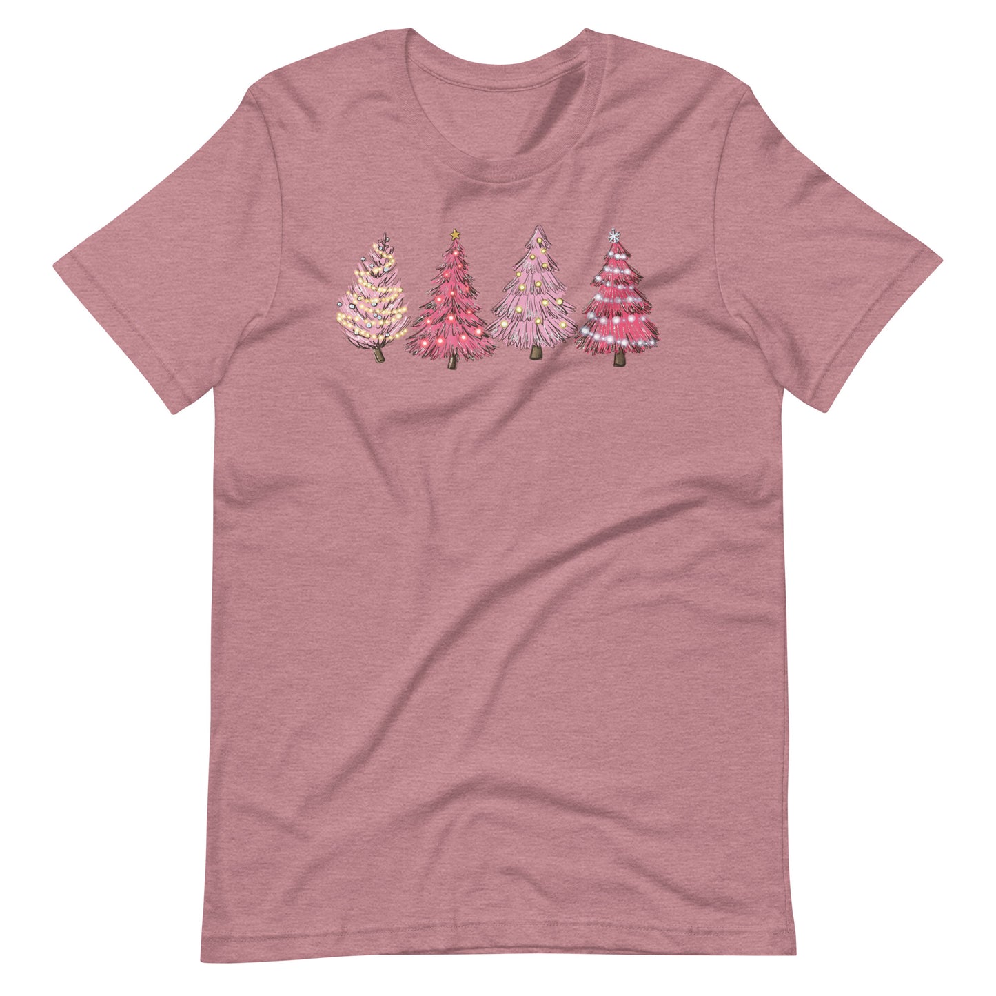 Pink Retro Christmas Trees Unisex t-shirt