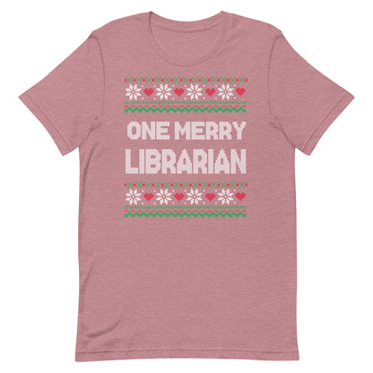 Merry Christmas Librarian Ugly Sweater Short Sleeve Tshirt