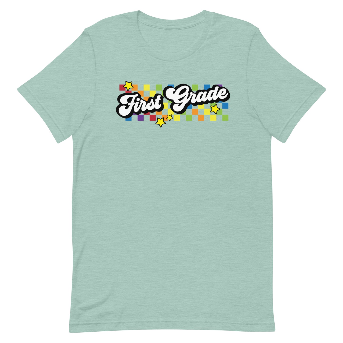 First Grade Rainbow Squares Teacher Short Sleeve T-shirt
