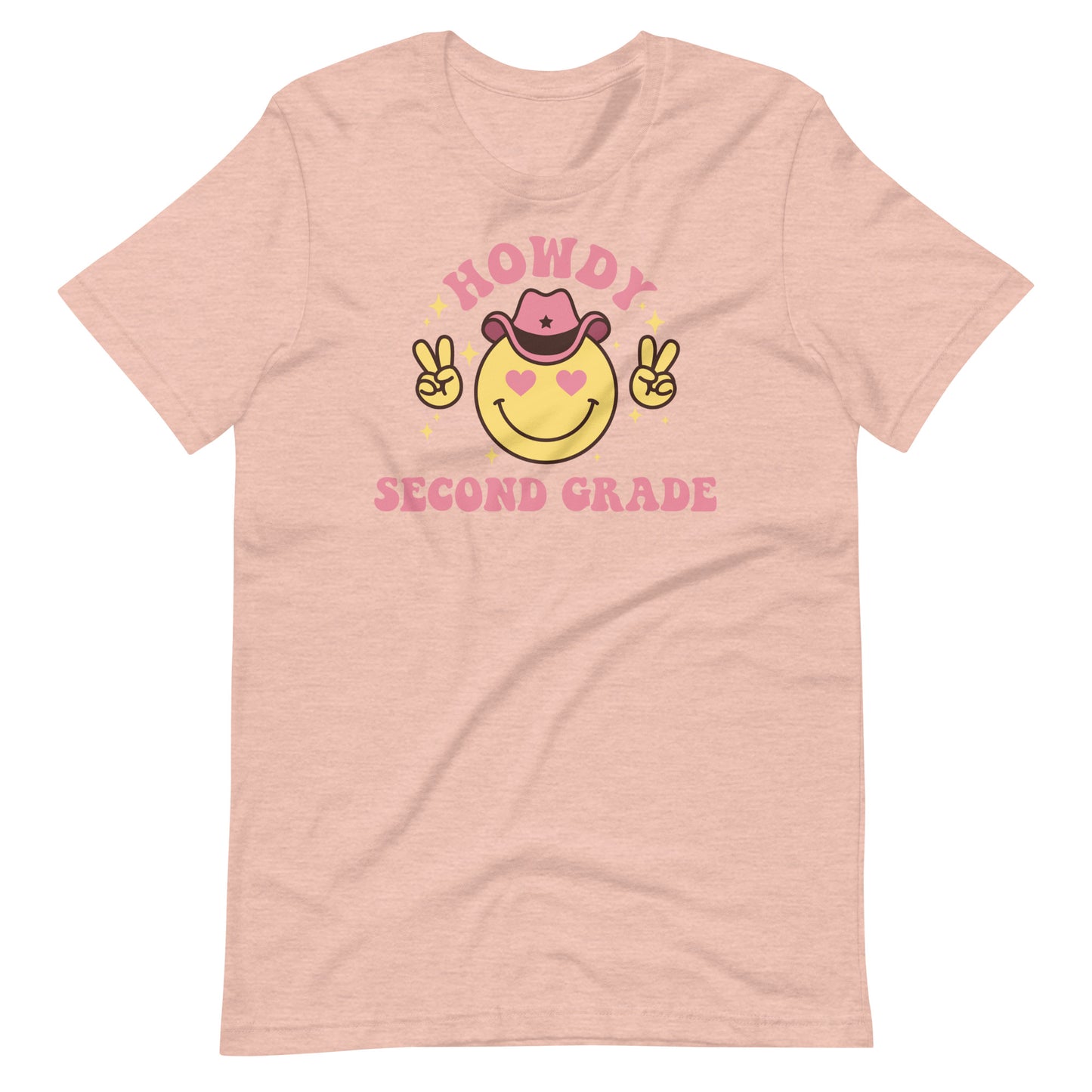 Second Grade Teacher Shirt Smile Howdy Pink Cowboy Design