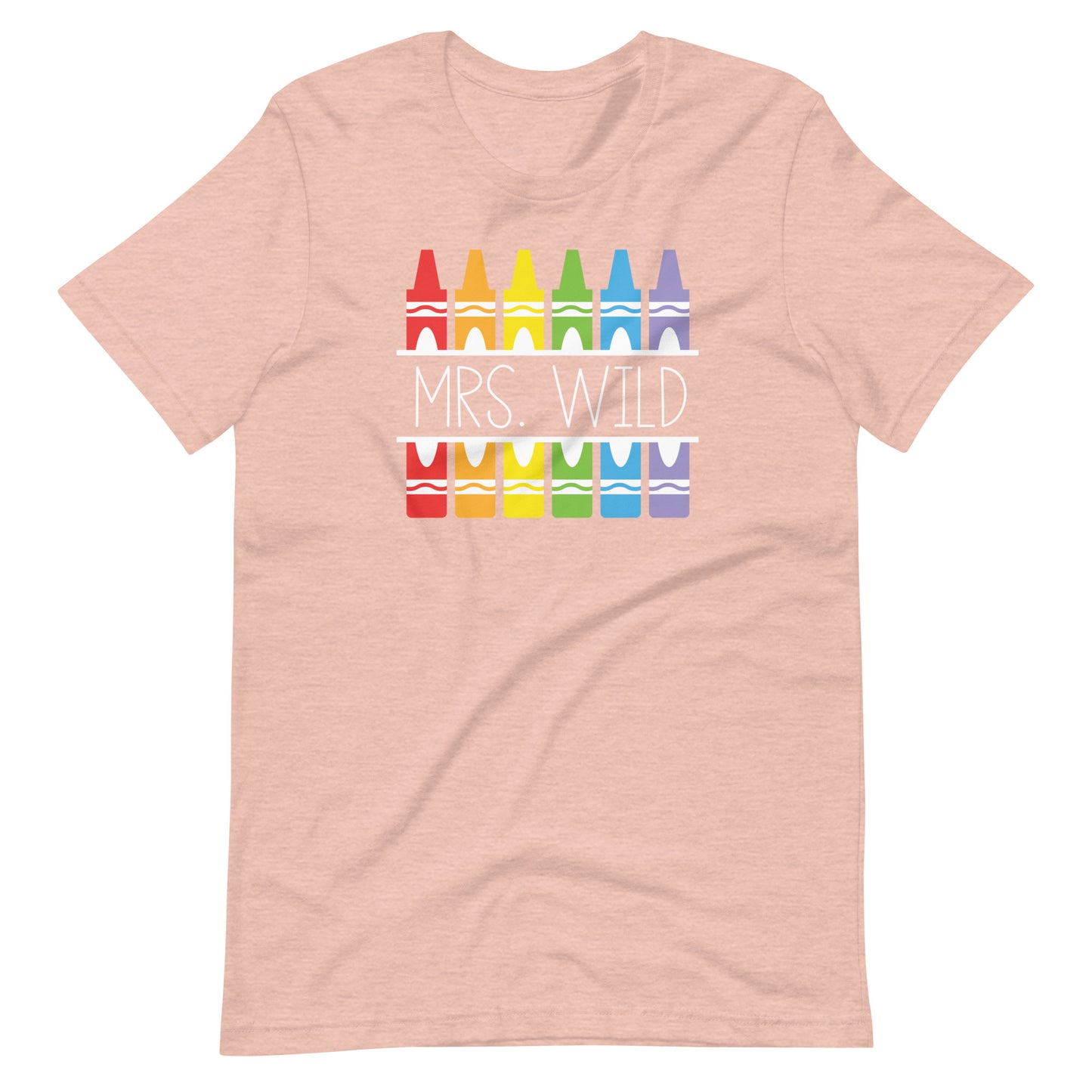 Customizable Crayon Teacher Name Short Sleeve T-shirt