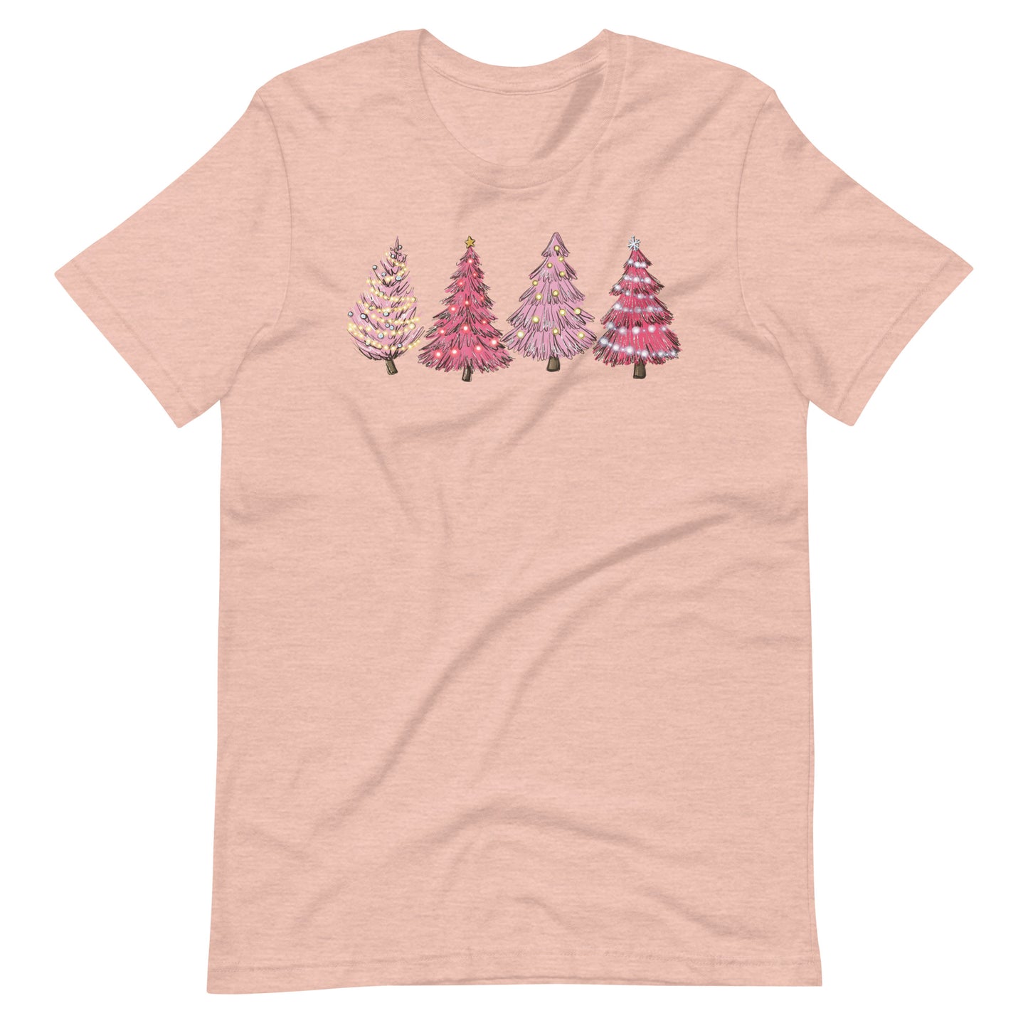 Pink Retro Christmas Trees Unisex t-shirt