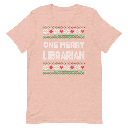 Merry Christmas Librarian Ugly Sweater Short Sleeve Tshirt