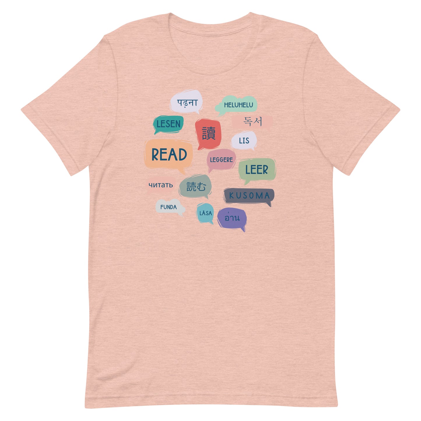 Peach Read Languages Librarian T-shirt