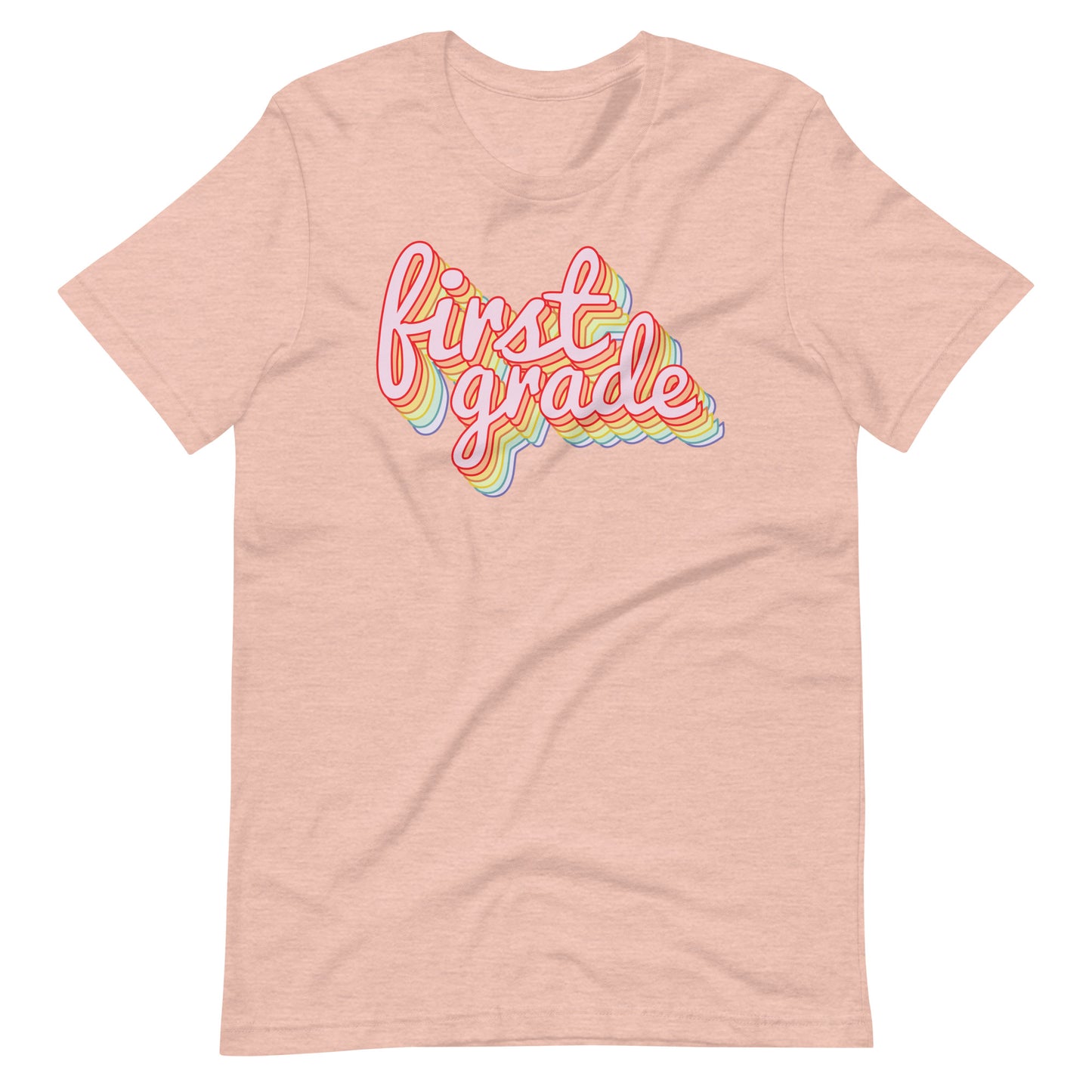 First Grade Retro Rainbow Short Sleeve Teacher T-shirt