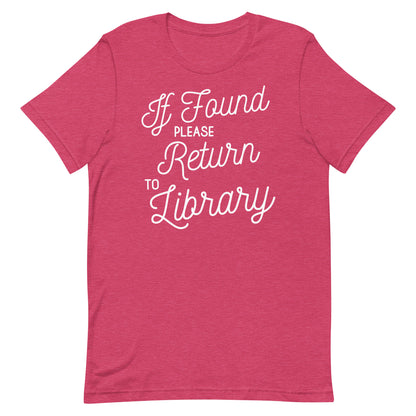 If Found Please Return to Library Short Sleeve T-shirt