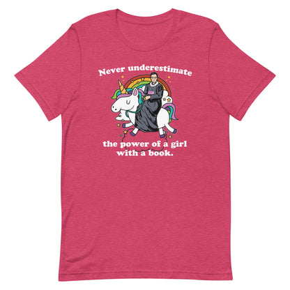 Never Underestimate a Girl With a Book RGB Unicorn Short Sleeve T-shirt