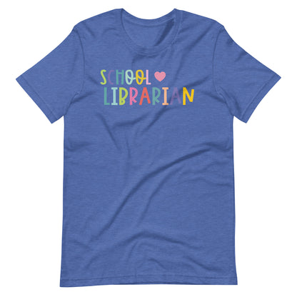 School Librarian Pastel Letters and Heart Short Sleeve T-shirt