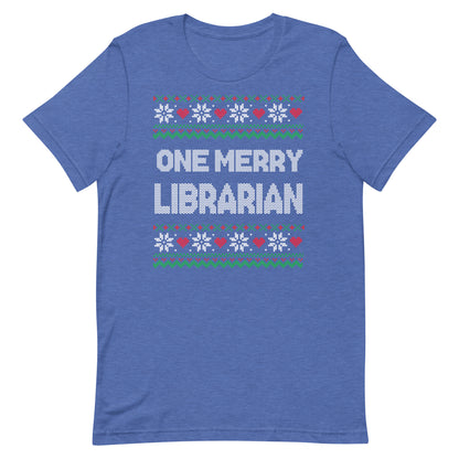 Merry Christmas Librarian Ugly Sweater Short Sleeve Tshirt