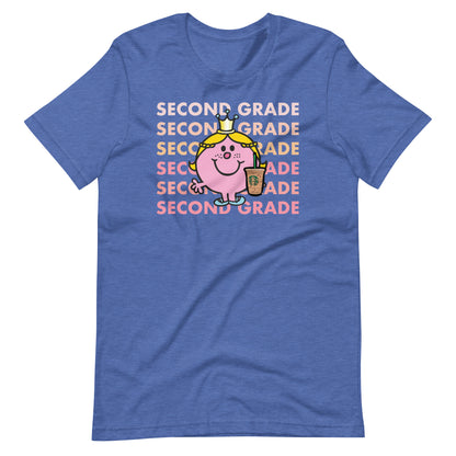 Little Miss Second Grade with Her Iced Coffee Teacher Short Sleeve T-shirt