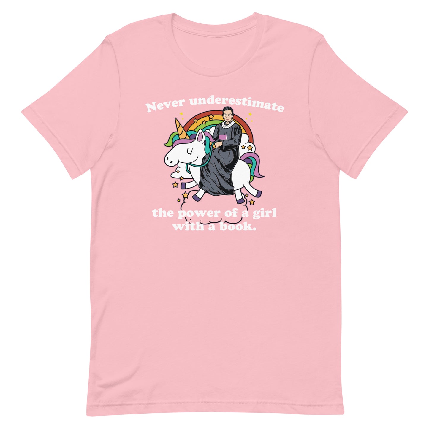 Never Underestimate a Girl With a Book RGB Unicorn Short Sleeve T-shirt