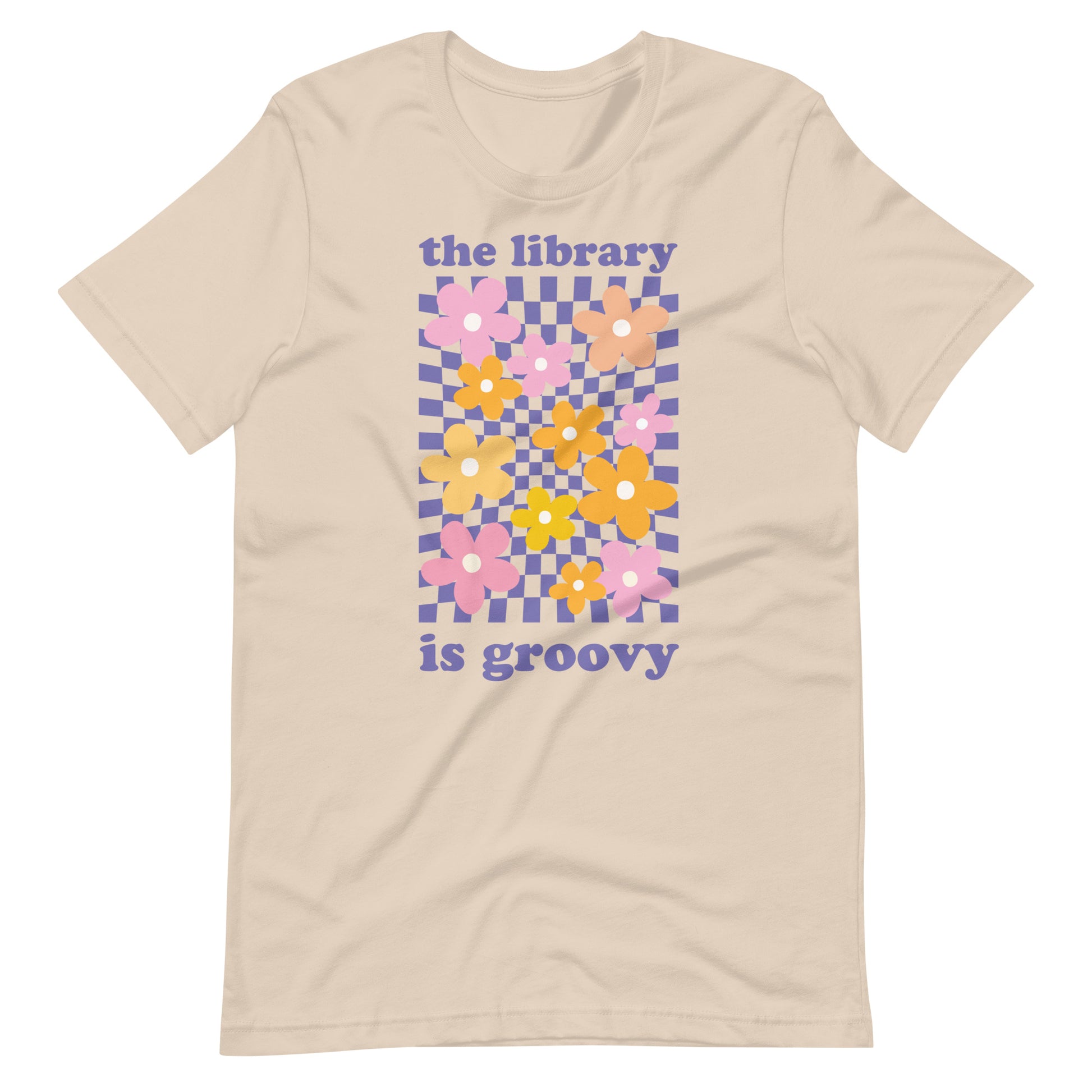 Retro Flowers Librarian T-shirt - Soft Cream