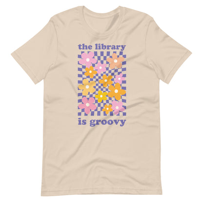 Retro Flowers Librarian T-shirt - Soft Cream