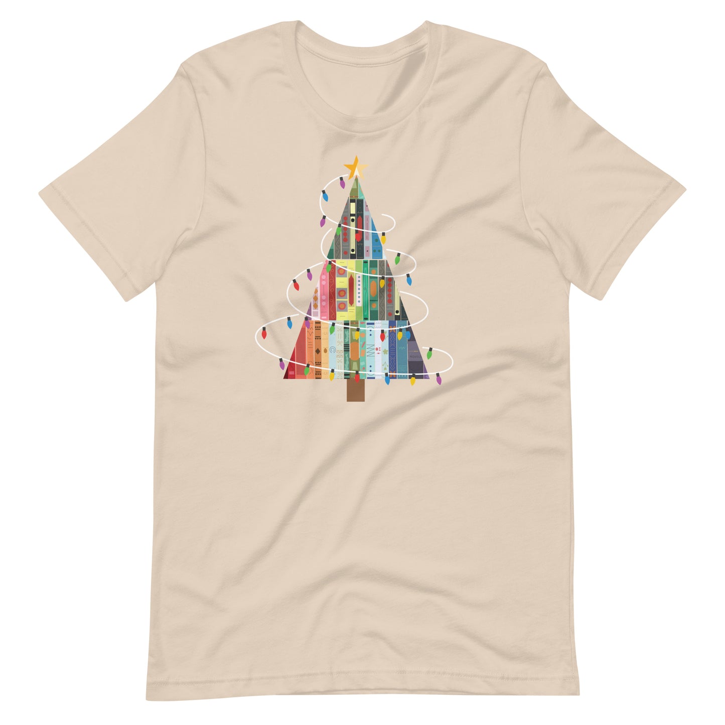 Librarian Christmas Holiday T-Shirt - Festive Book Tree Design