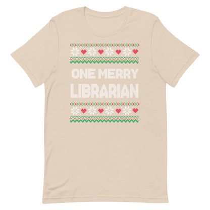 Merry Christmas Librarian Ugly Sweater Short Sleeve Tshirt