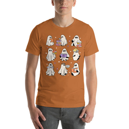 Ghosts Reading Boooks Halloween Unisex t-shirt