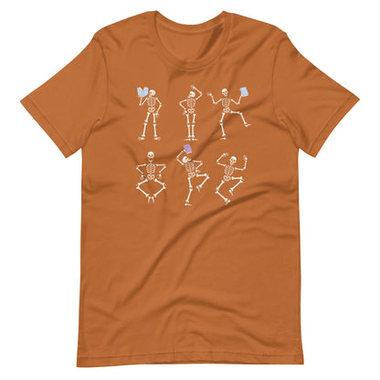 Dancing Skeletons with Books Librarian Halloween Short Sleeve T-shirt