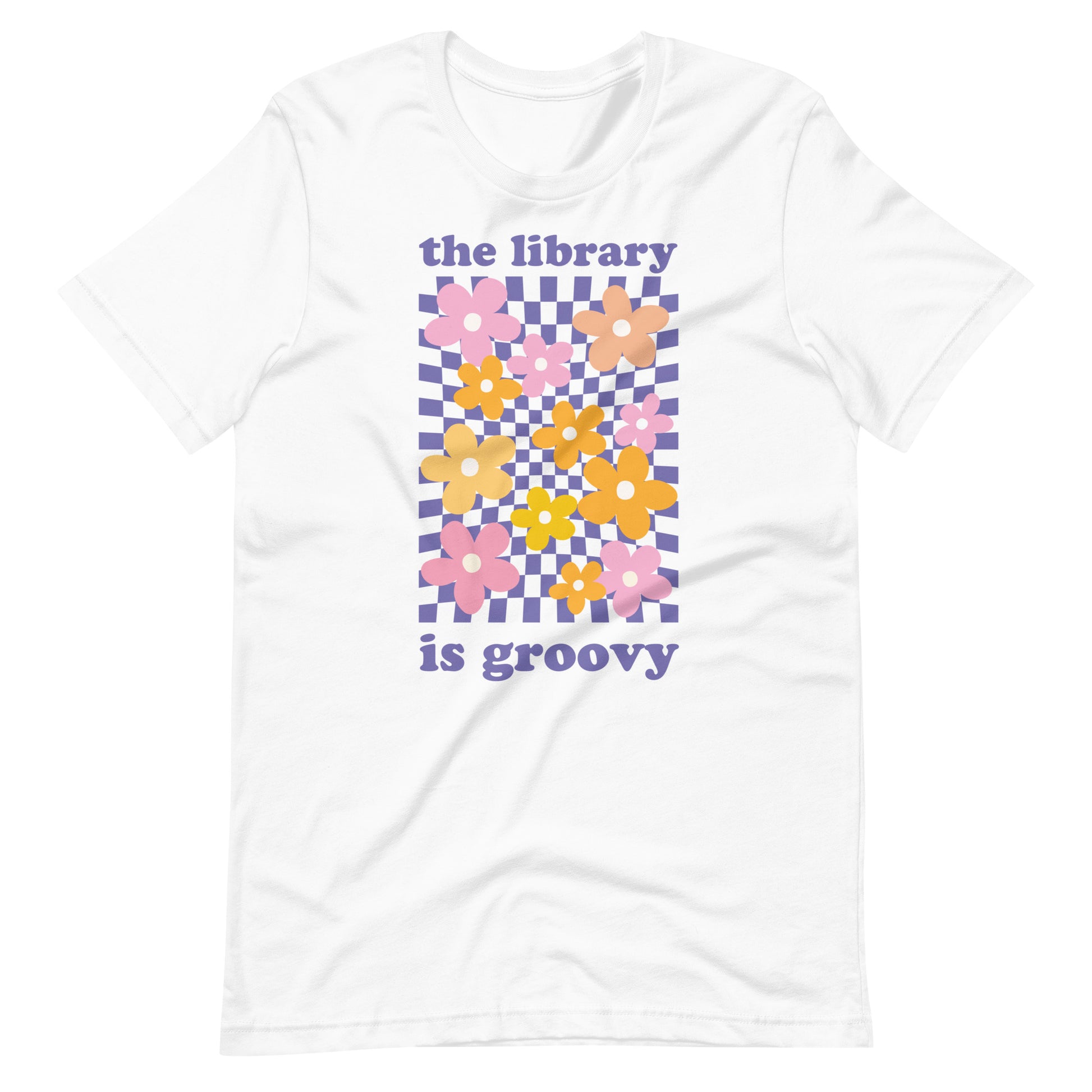 Retro Flowers Librarian T-shirt - White