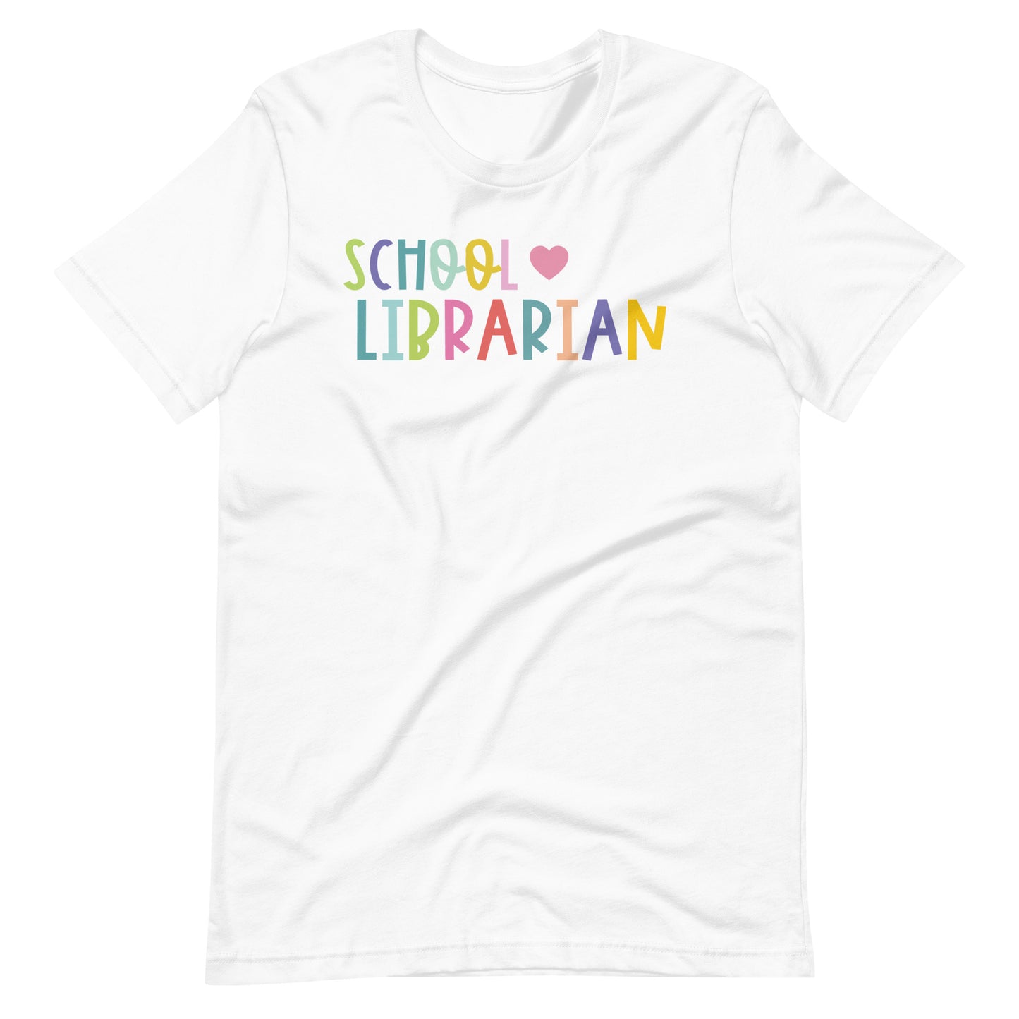 School Librarian Pastel Letters and Heart Short Sleeve T-shirt