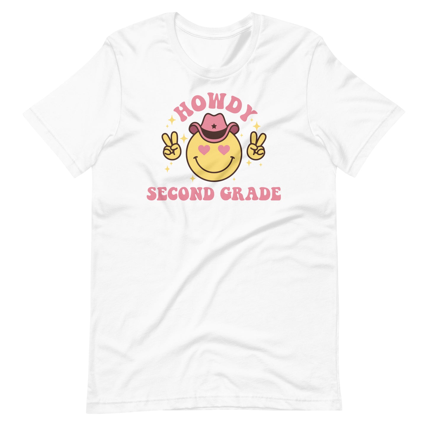 Second Grade Teacher Shirt Smile Howdy Pink Cowboy Design